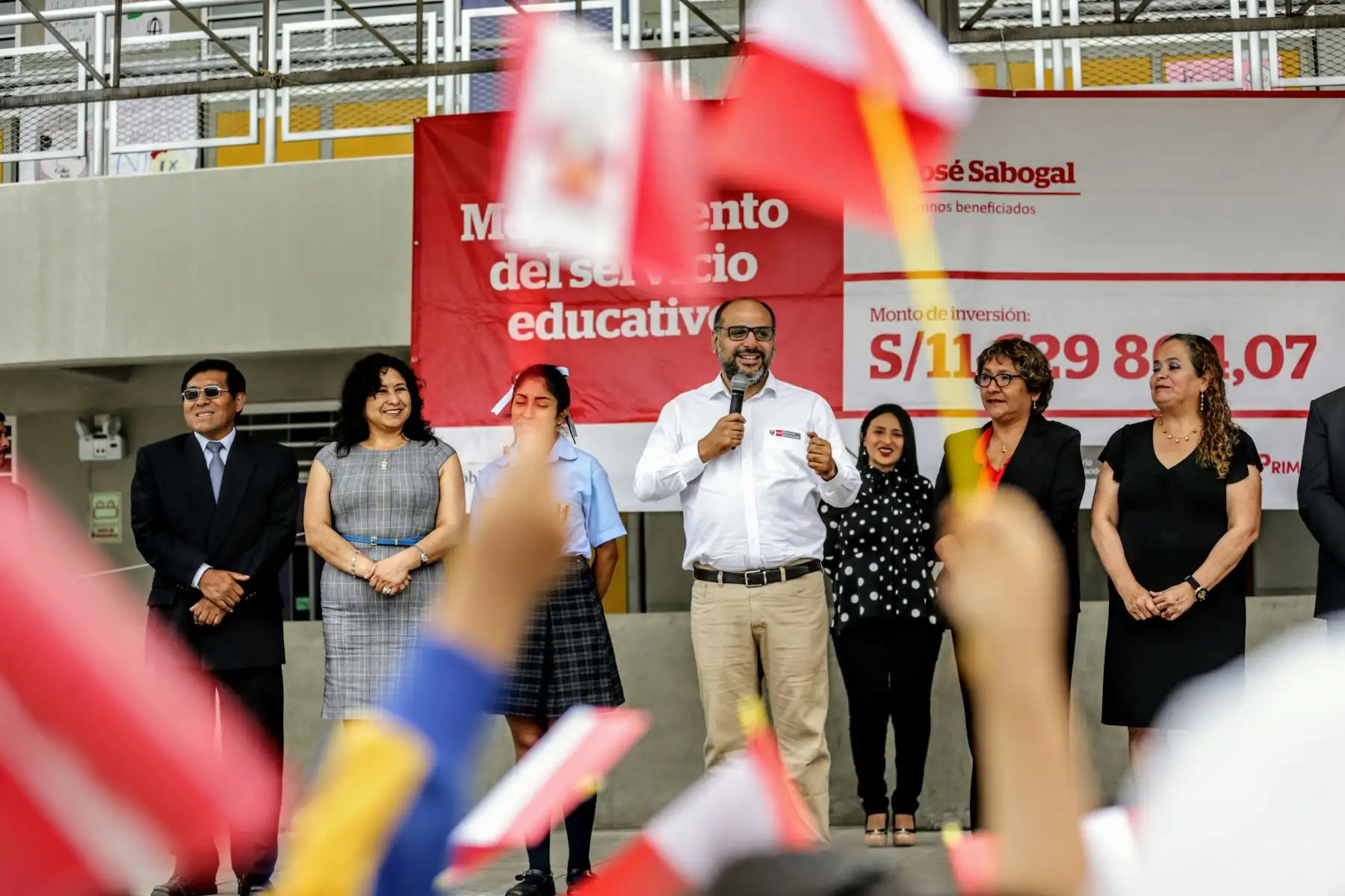 Ministro de Educación Daniel Alfaro, inaugura de manera simultánea seis instituciones educativas desde el moderno colegio I.E. 3022 José Sabogal en el distrito de San Martín de Porres. Foto: ANDINA/Luis Iparraguirre