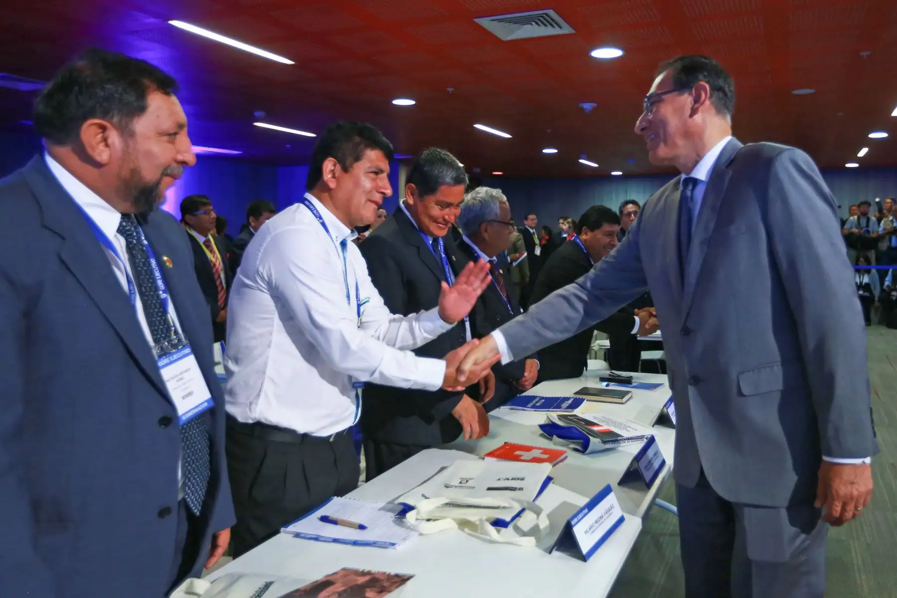 Presidente Vizcarra, junto al Jefe del Gabinete, Cesar Villanueva, dan inicio al Noveno Gore Ejecutivo, que se lleva a cabo en el Centro de Convenciones de Lima. Foto: ANDINA/Prensa Presidencia