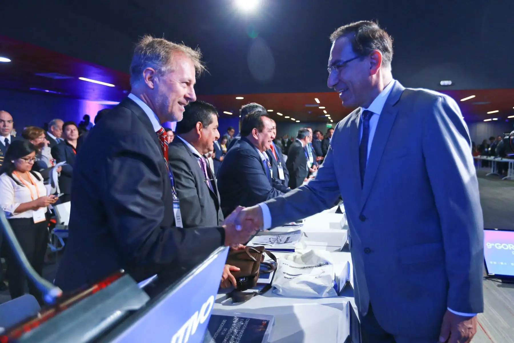 Presidente Vizcarra, junto al Jefe del Gabinete, Cesar Villanueva, dan inicio al Noveno Gore Ejecutivo, que se lleva a cabo en el Centro de Convenciones de Lima. Foto: ANDINA/Prensa Presidencia