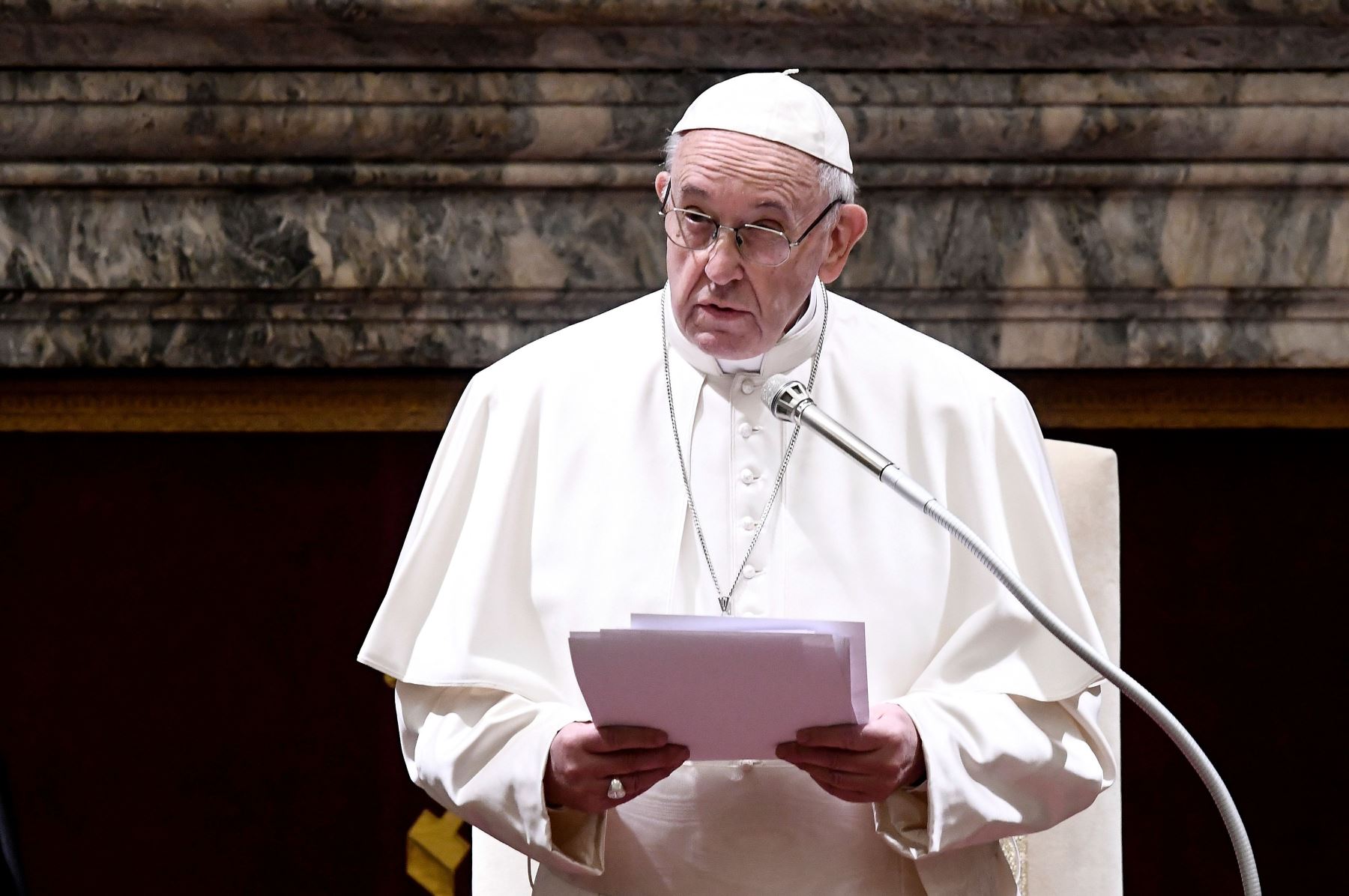 El Papa Francisco preside el discurso anual en el Vaticano Foto: AFP