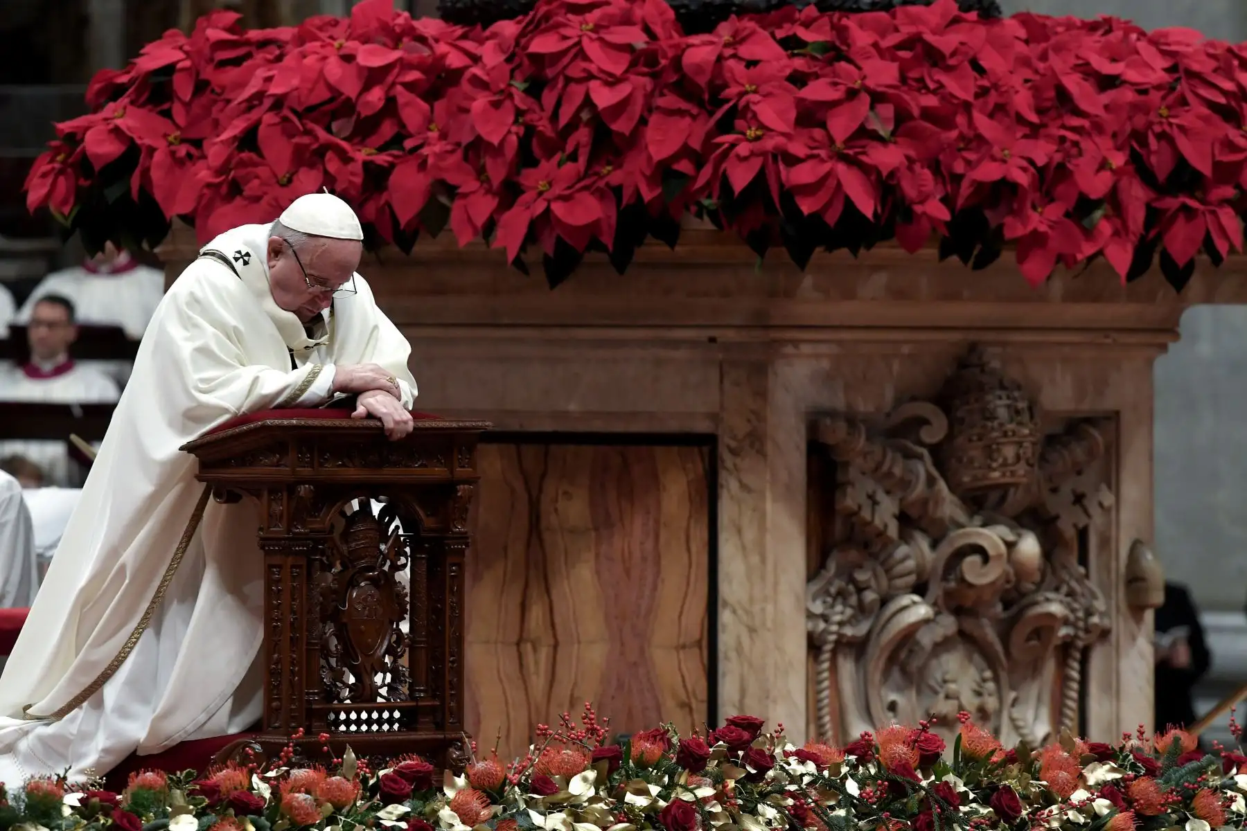 El Papa Francisco celebrò la  tradicional misa  de gallo en la víspera de Navidad, en la basílica de San Pedro en el Vaticano.Foto: ANDINA/AFP