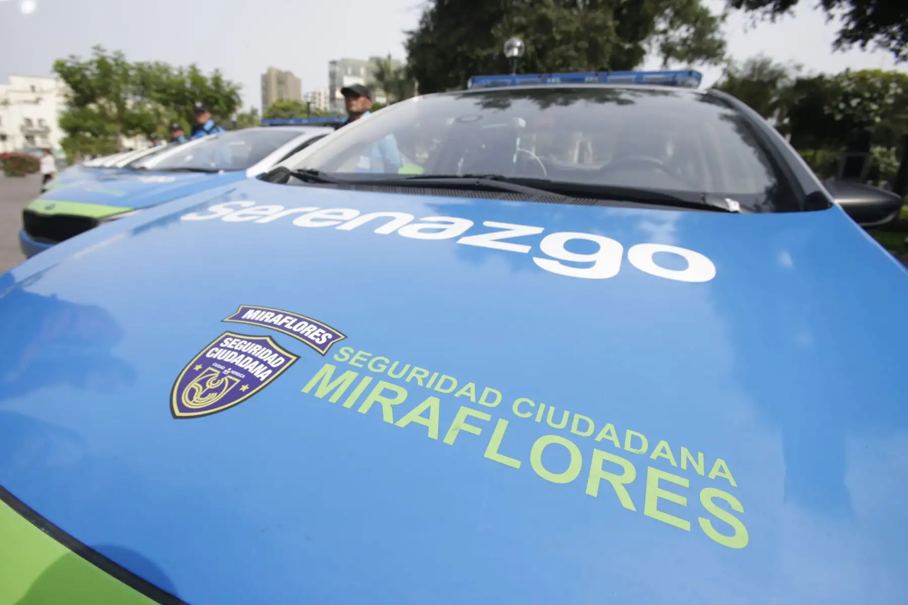 El alcalde de Miraflores, Jorge Muñoz, presentó una moderna flota de vehículos que se integran a las labores de vigilancia en la jurisdicción. Además, de dos unidades de transporte municipal Munibus. Foto: ANDINA/Nathalie Sayago