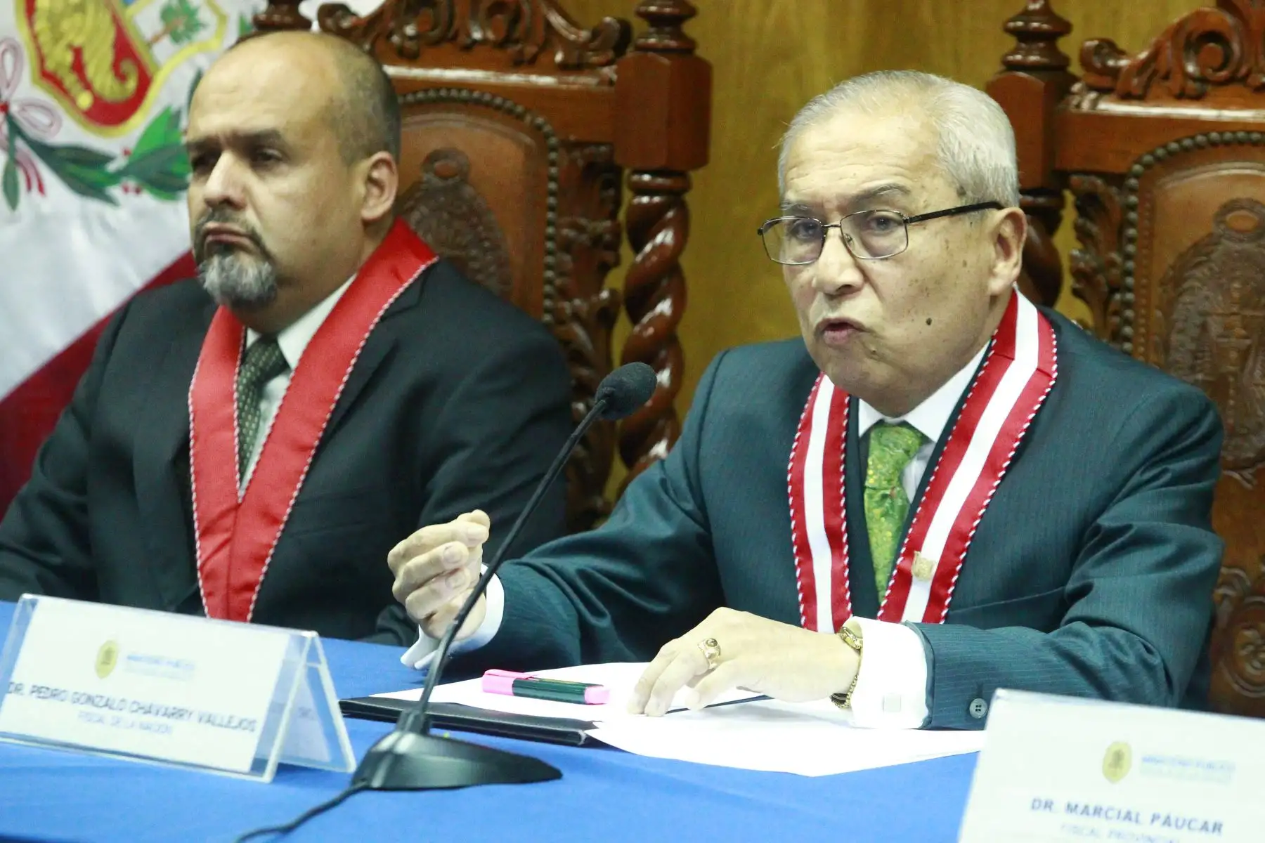Conferencia de prensa del Fiscal de la Nación, Pedro Chavarry junto a Fiscal Superior ,Frank Almanza..Foto: ANDINA/Eddy Ramos