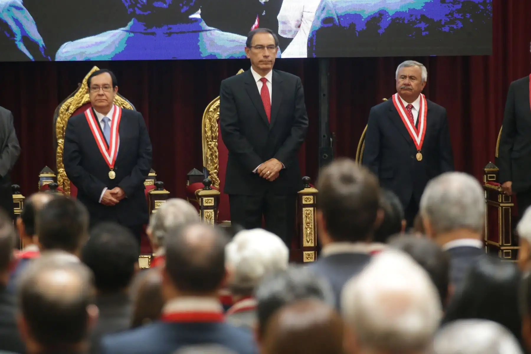 Presidente Vizcarra asiste a la juramentación del  juez supremo José Luis Lecaros Cornejo quien asume  la presidencia del Poder Judicial y de la Corte Suprema de Justicia para el periodo 2019-2020. Foto: ANDINA/Luis Iparraguirre