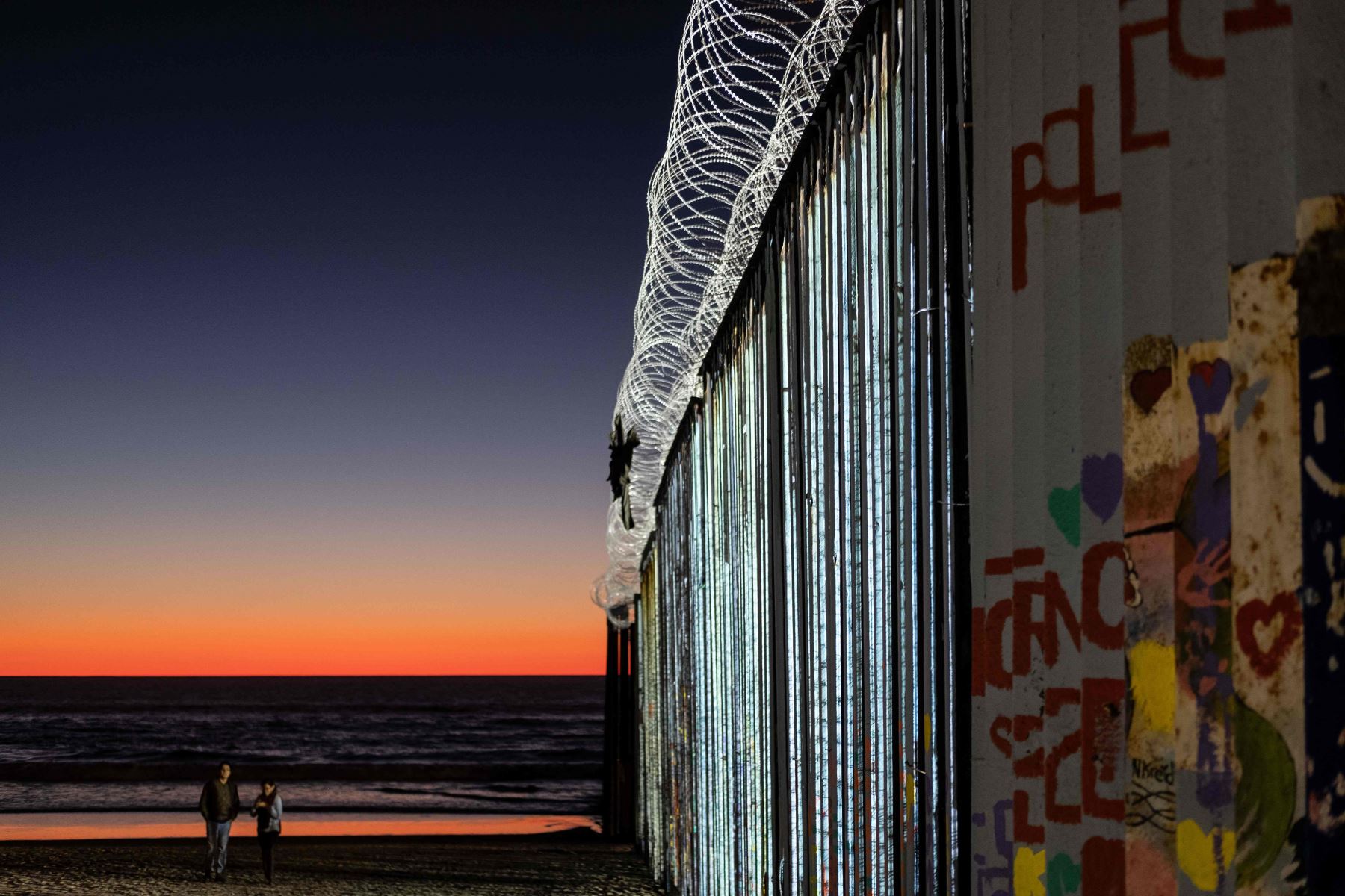 La frontera de México en Playas de Tijuana, estado de Baja California, México, el 2 de enero de 2018 Foto: AFP
