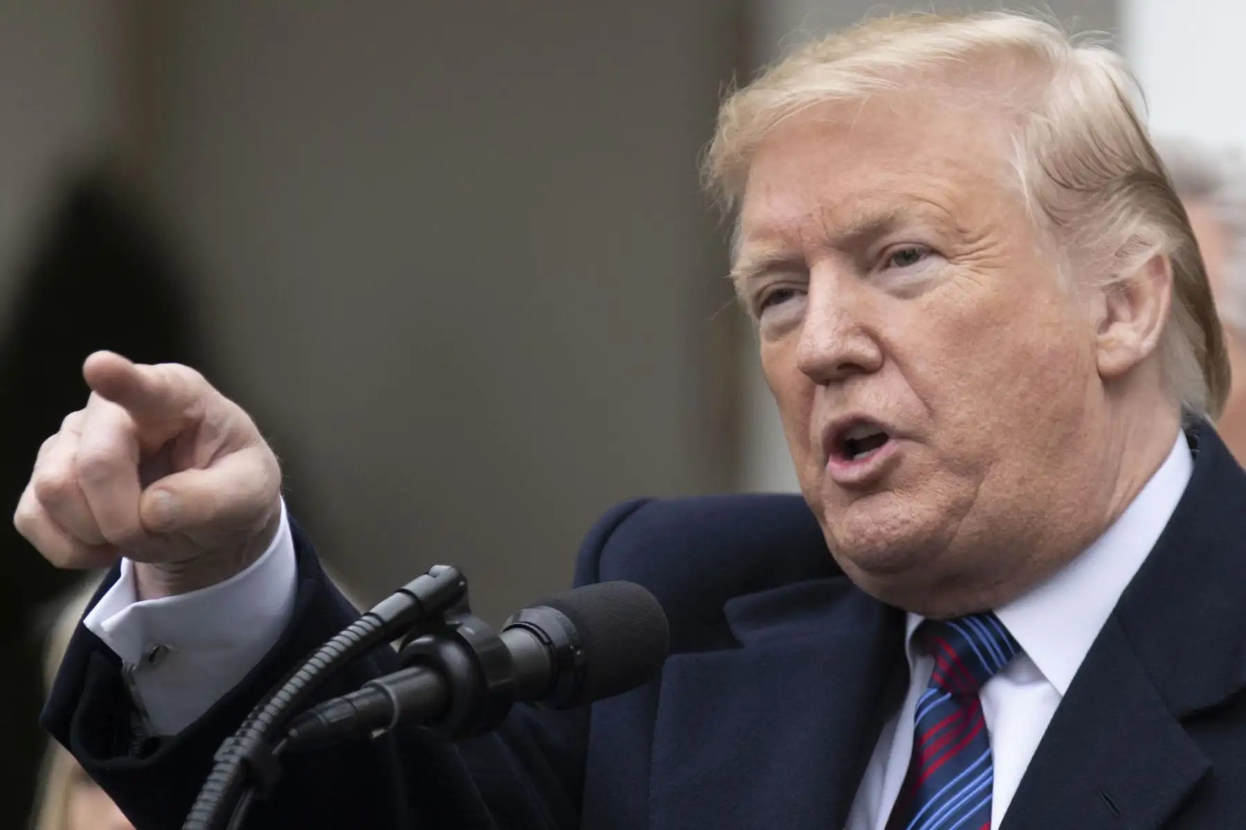Trump asiste a una conferencia de prensa en el Jardín de Rosas de la Casa Blanca Foto: AFP