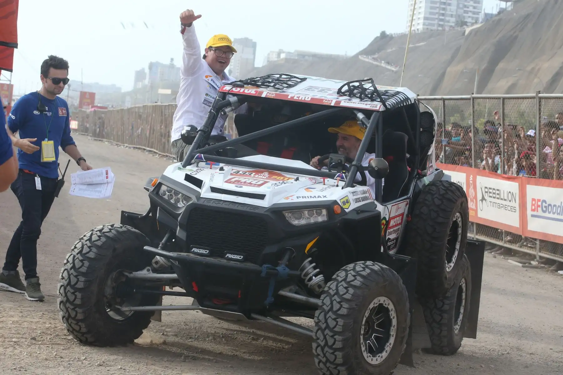 La carrera Dakar 2019, más dura del mundo se inició en la tarde con la partida simbólica. Foto: ANDINA/Vidal Tarqui