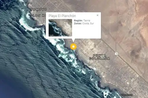 La playa tacneña El Planchón está ubicada en el kilómetro 1,303 de la carretera Panamericana Sur. Foto: Turismoi.