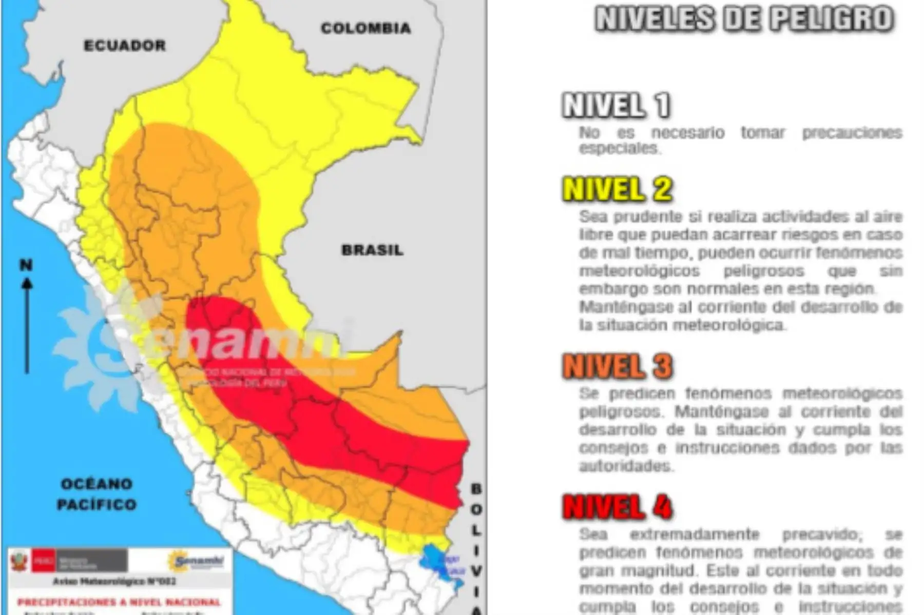 Senamhi pronostica lluvias de moderada a fuerte intensidad, acompañadas de descargas eléctricas y ráfagas de viento.
