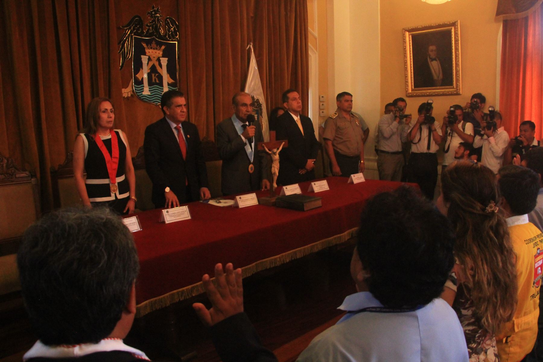 El alcalde Daniel Marcelo Jacinto juró como presidente del Comité Provincial de Seguridad Ciudadana (Coprosec) de Trujillo. Foto: ANDINA/Luis Puell