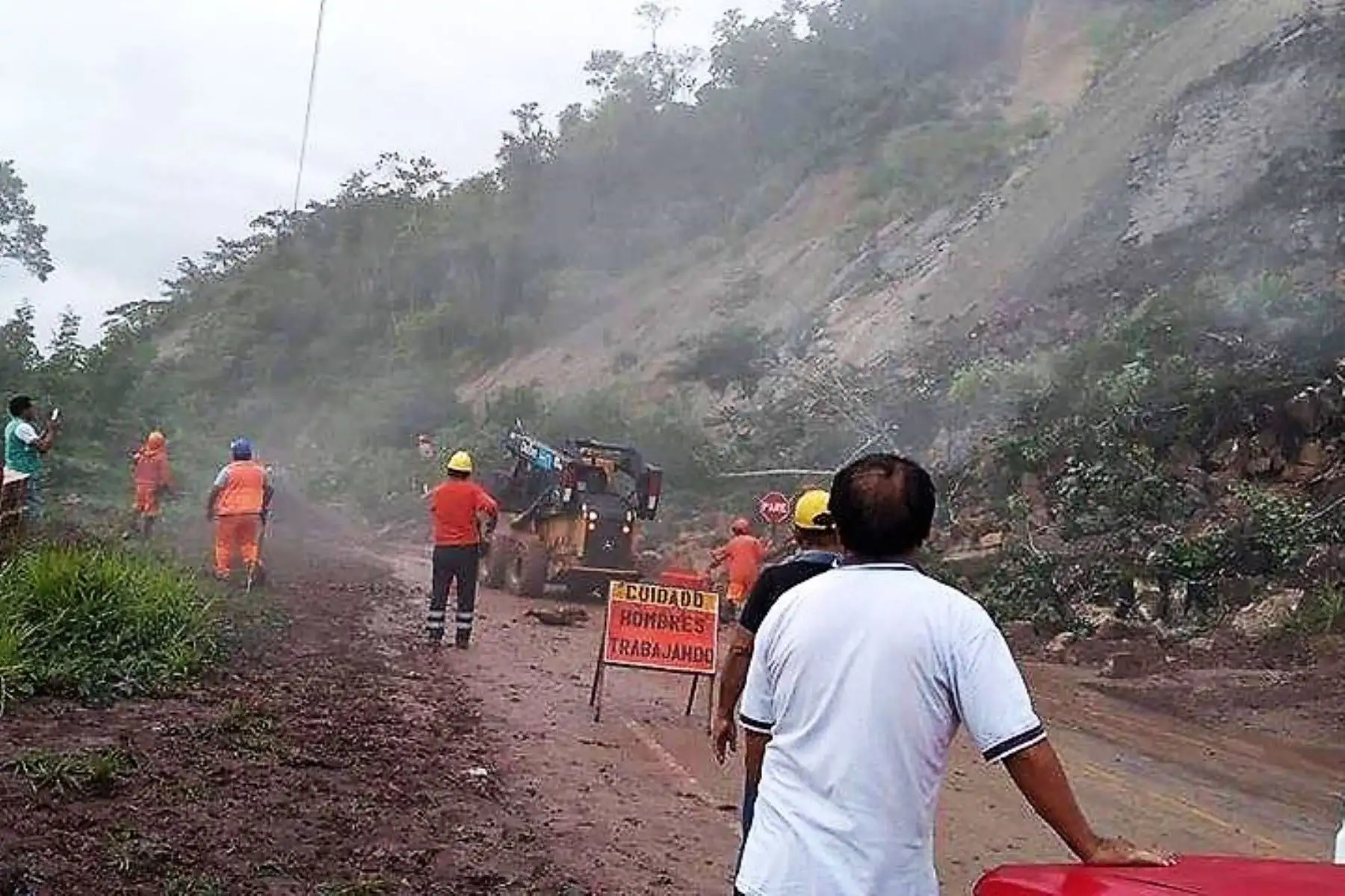 Lluvias intensas provocan derrumbes en la carretera Fernando Belaunde, región San Martín.Foto:  ANDINA