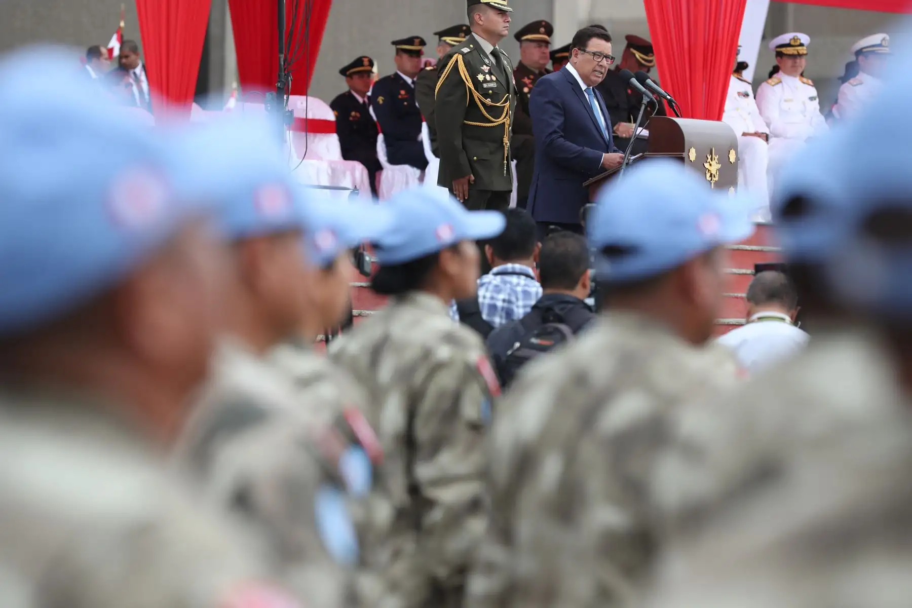 Ministro de Defensa despide a Cascos Azules que partirán a misión de paz en República centro Africana. Foto: ANDINA/MINDEF