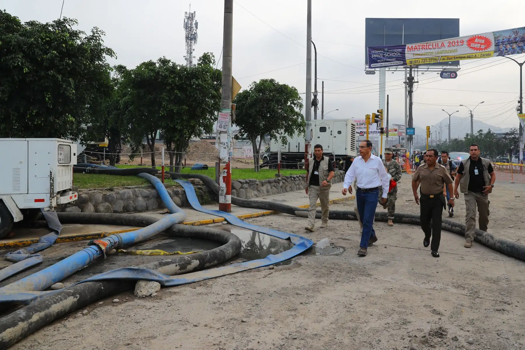 Presidente Vizcarra realiza visita de inspección a la zona afectada por el aniego en SJL. Foto: ANDINA/Prensa Presidencia