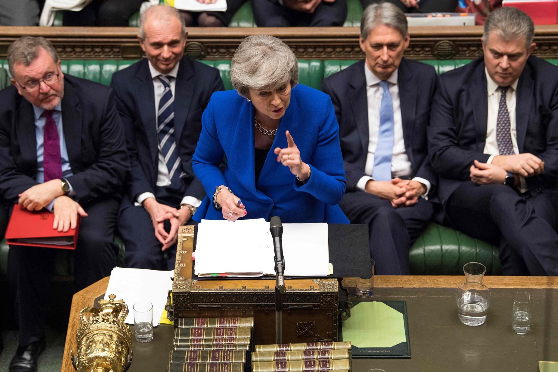La primera ministra británica Theresa May en el Parlamento del Reino Unido Foto: AFP