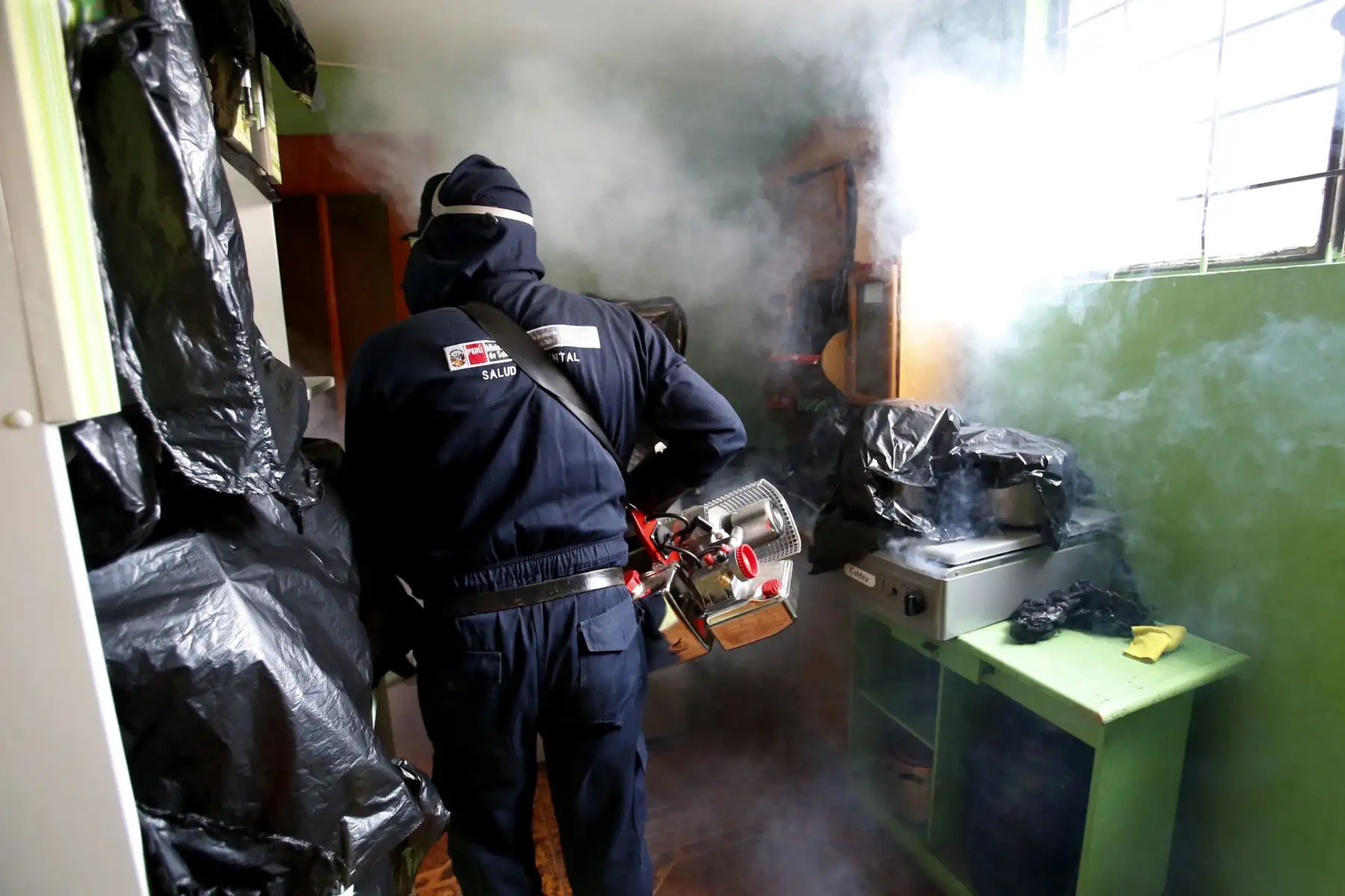 Jornada de fumigación a cargo de la DIGESA en las zonas afectadas por el aniego en San Juan de Lurigancho. Foto: ANDINA/Nathalie Sayago