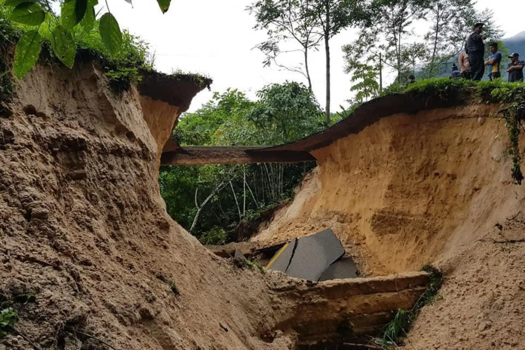 Colapsa carpeta asfáltica de vía Tarapoto-Yurimaguas por lluvias intensas. ANDINA/Difusión