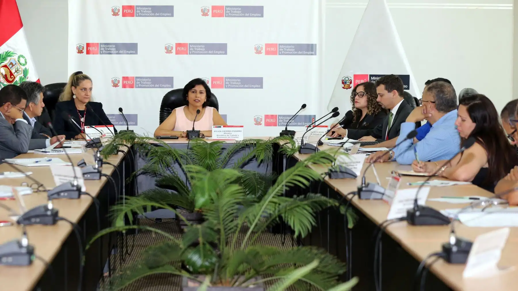 Ministra Sylvia Cáceres Pizarro se reúne con las principales centrales sindicales del país.
