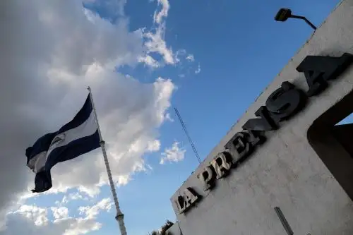 Fachada del periódico nicaragüense La Prensa, en Managua Foto: AFP