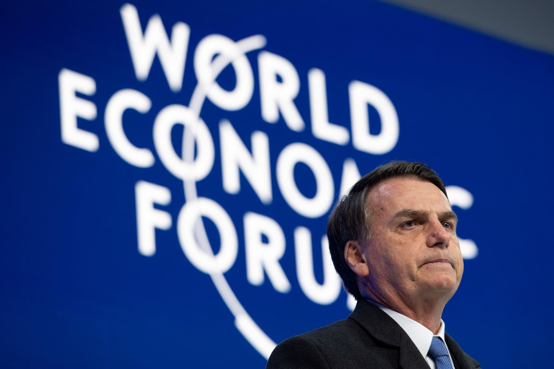 El presidente de Brasil, Jair Bolsonaro, pronuncia su discurso en Davos. Foto: EFE.