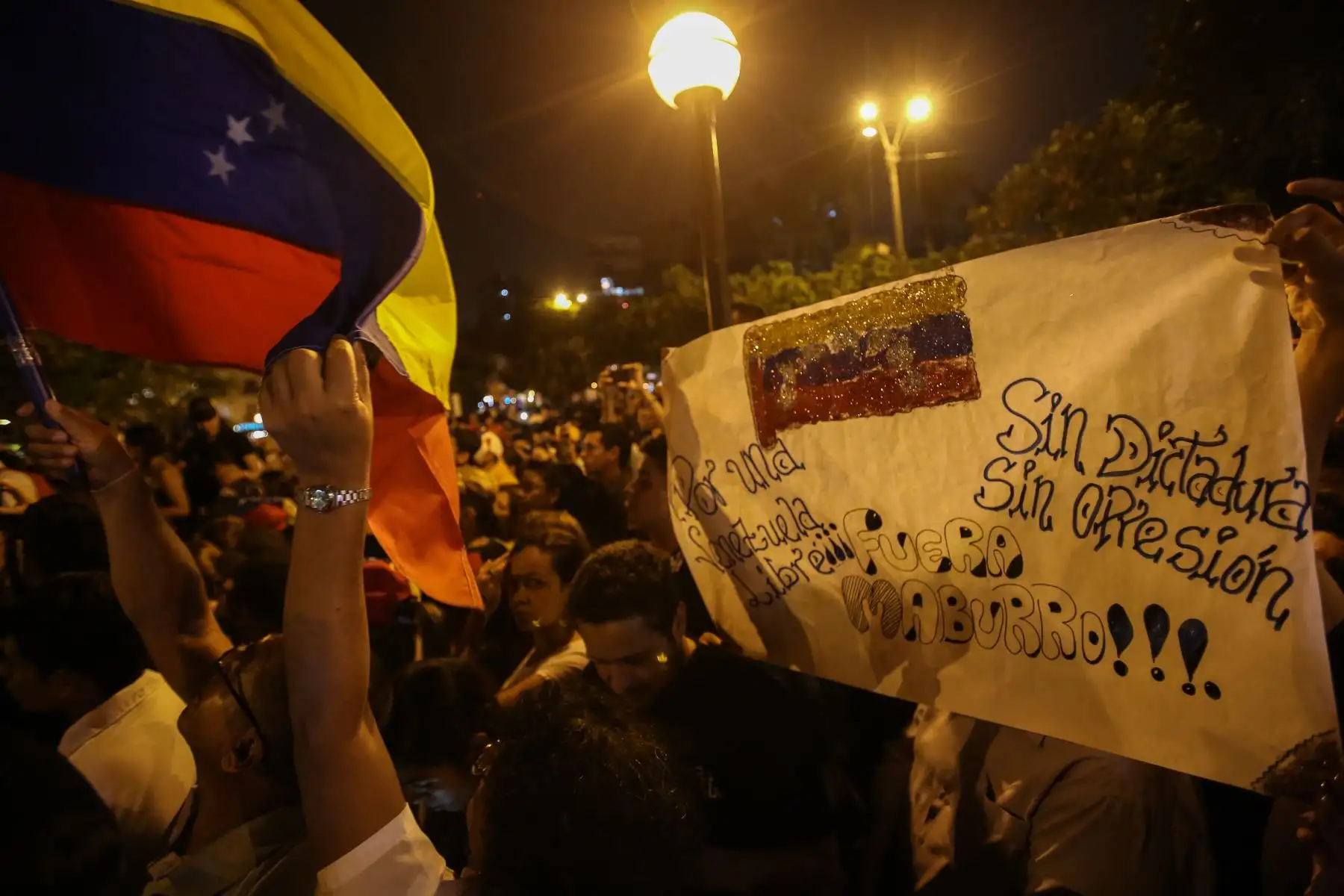 Comunidad venezolana en Lima se concentra en el Parque Kennedy en apoyo al nuevo "presidente encargado" de Venezuela Juan Guaidó. Foto: ANDINA/Nathalie Sayago