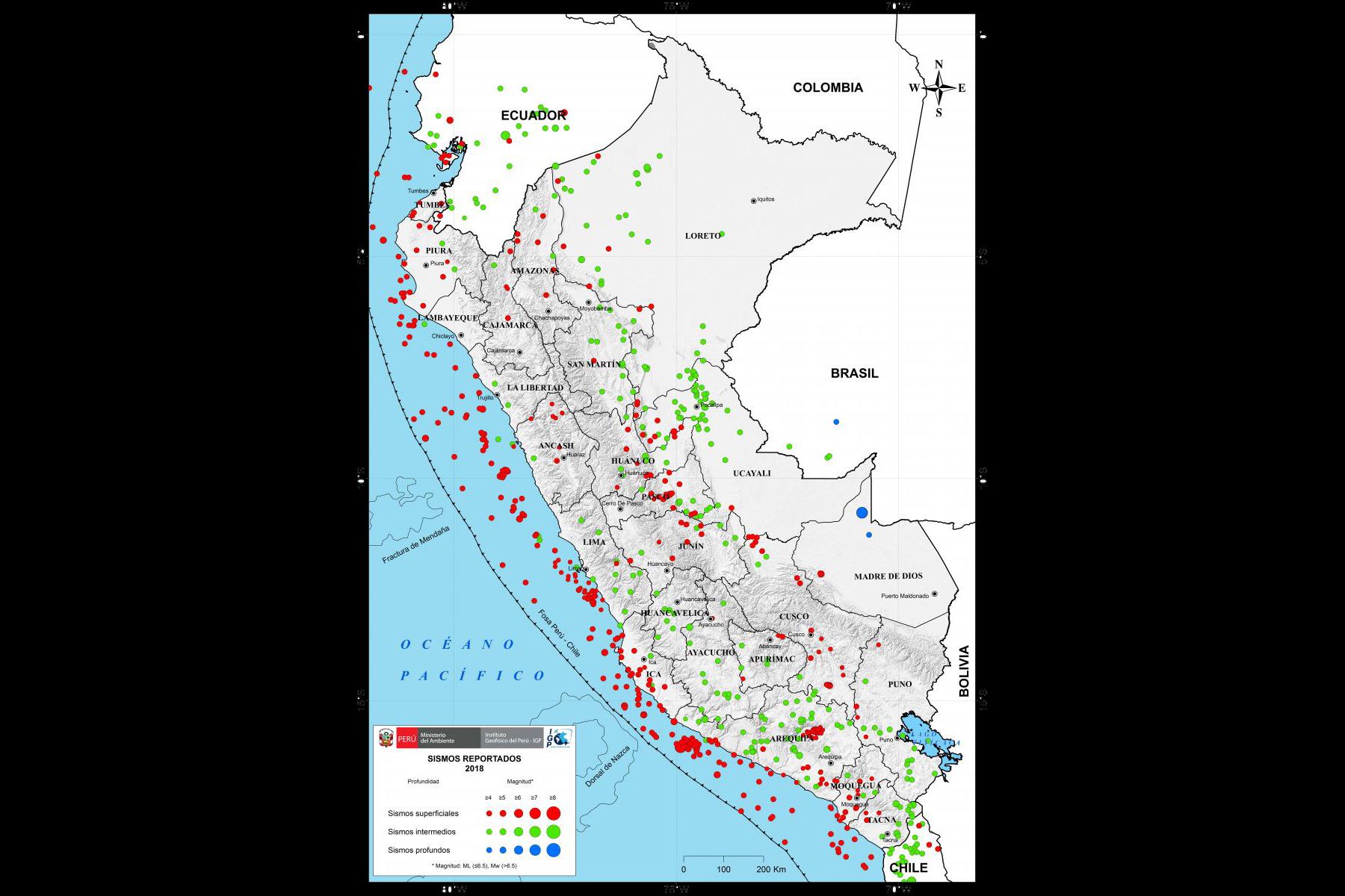 Mapa sísmico del 2018. Foto: ANDINA/IGP