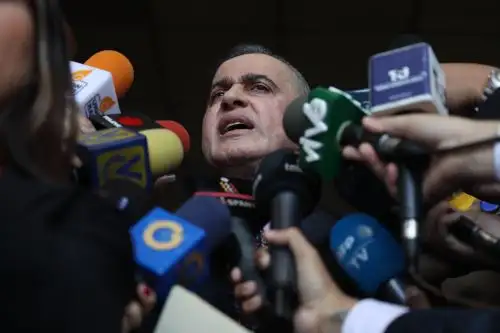 El fiscal venezolano Tarek William Saab, hace una declaración en la Corte Suprema de Justicia de Caracas Foto: AFP