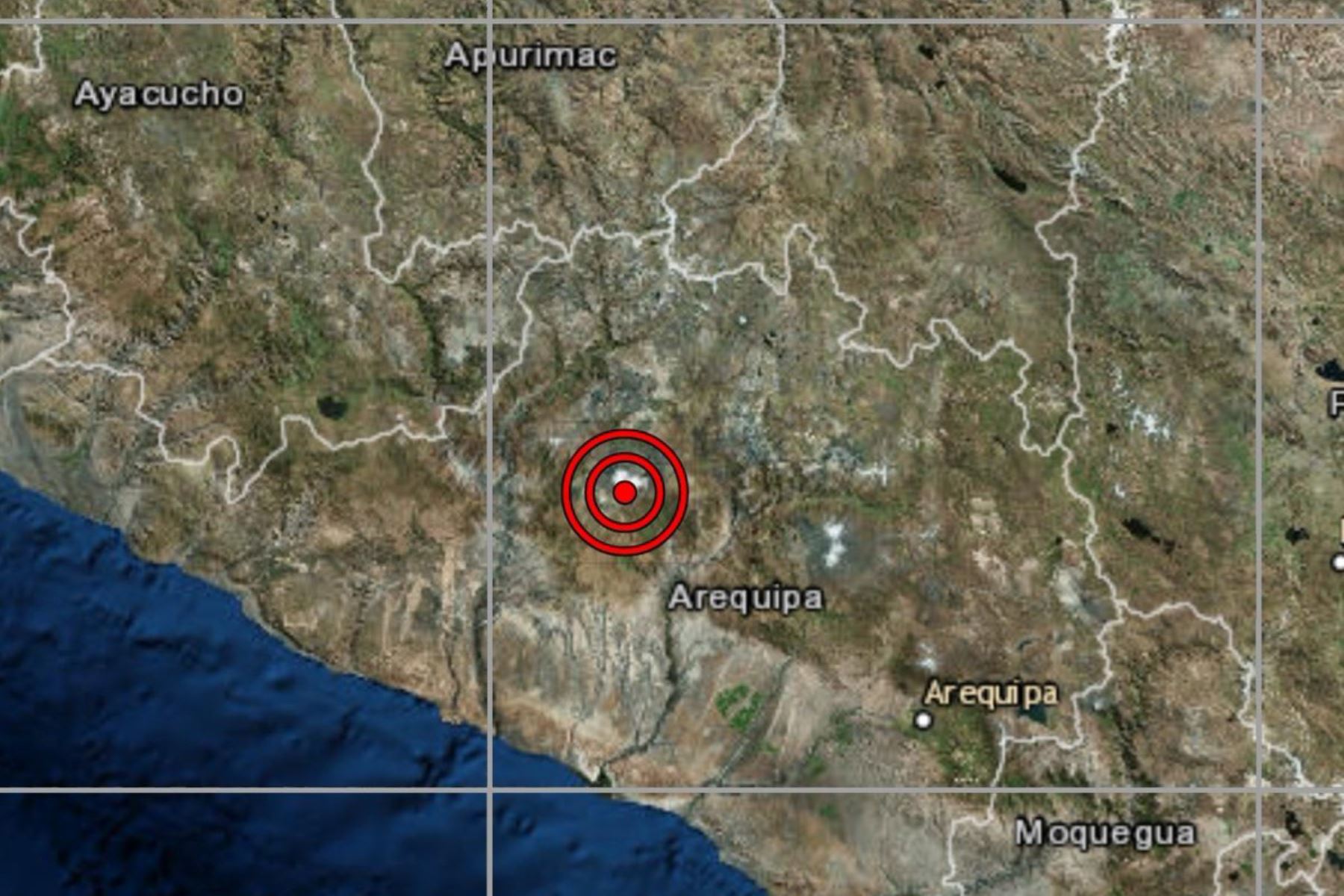 El distrito de Viraco, ubicado en la región Arequipa, fue remecido esta tarde por un sismo de magnitud 5.4.
