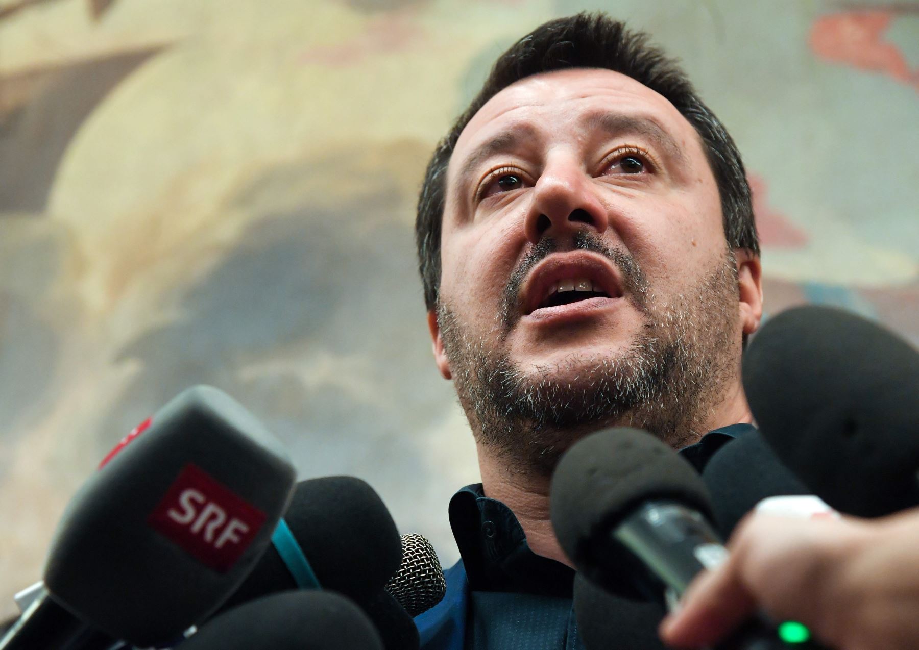 El ministro del Interior y viceprimer ministro de Italia, Matteo Salvini, habla durante una conferencia de prensa el 11 de febrero del 2019 en Roma. Foto: AFP.
