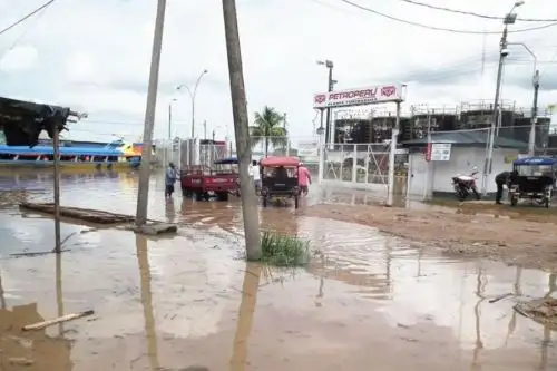 Crecida del río Huallaga inunda viviendas en zona baja de Yurimaguas, en Loreto. ANDINA