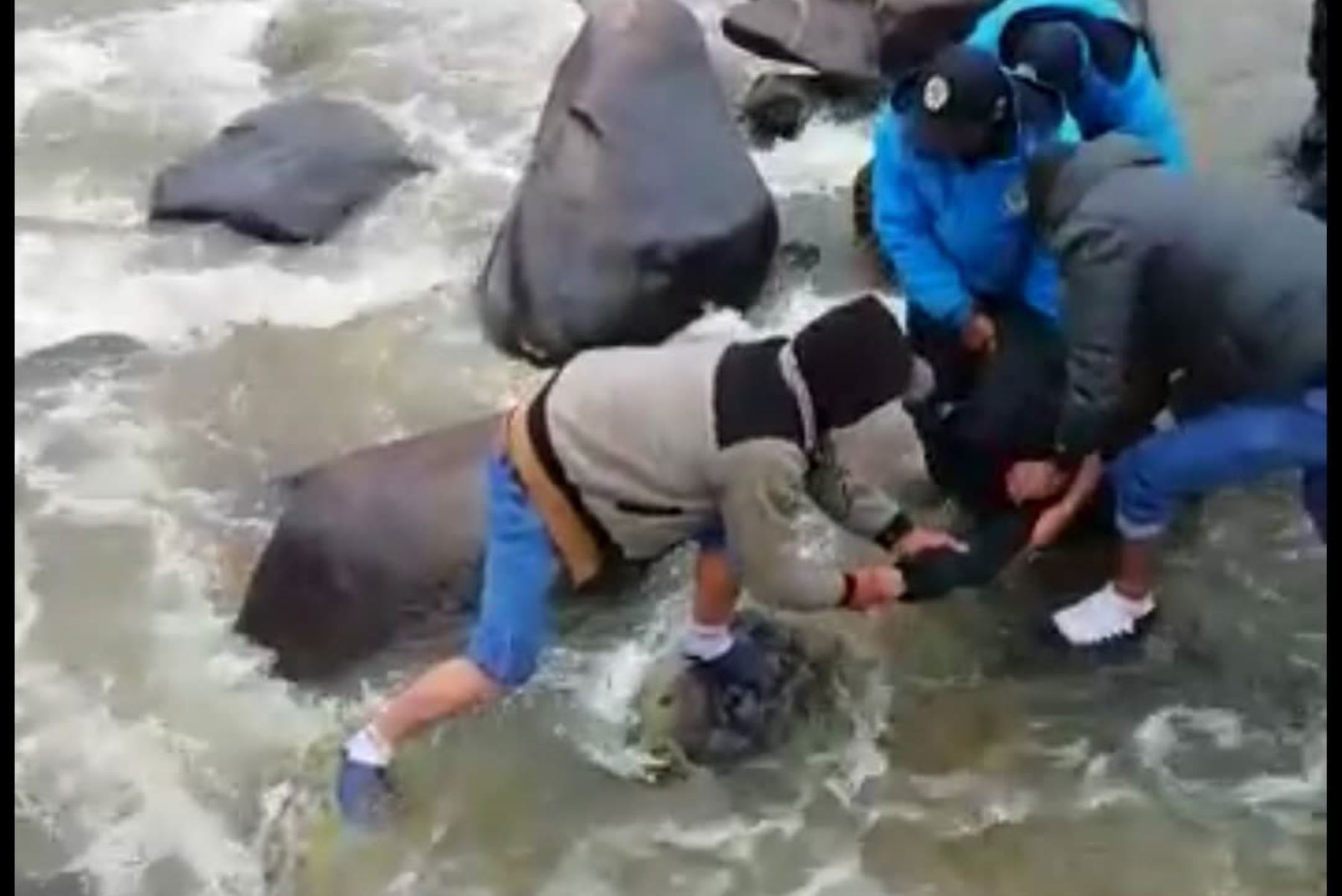 Policía identifica a pasajeros de miniván que cayó al río Vilille en Cusco. ANDINA