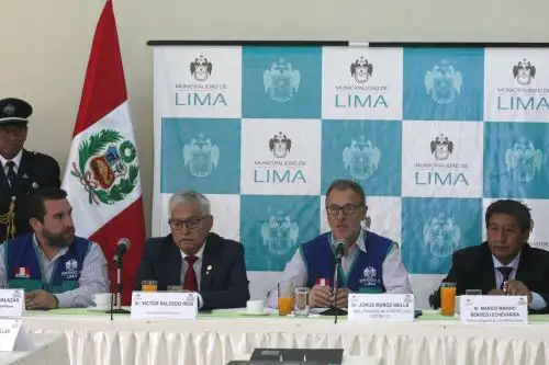El Comité Regional de Seguridad Ciudadana se reunió en la Municipalidad de El Agustino, bajo la conducción del alcalde de Lima Metropolitana, Jorge Muñoz. ANDINA/Héctor Vinces