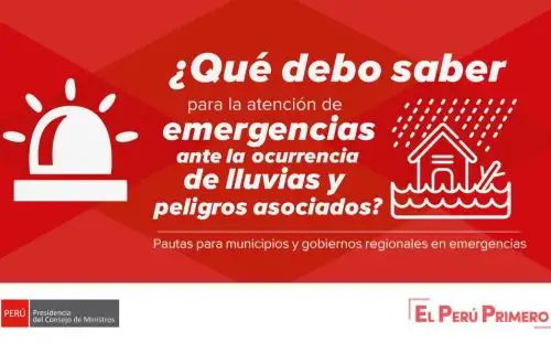 La Presidencia del Consejo de Ministros distribuye un manual de pautas para gobiernos regionales y municipios en emergencia ante la ocurrencia de lluvias y peligros asociados como los huaicos.