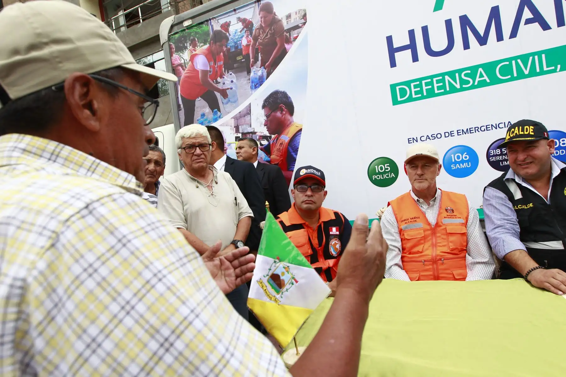 Alcalde de Lima , Jorge Muñoz supervisa simulacro de inundación en el Asentamiento Humano Nueva Alianza de Chaclacayo.Foto: ANDINA/Eddy Ramos