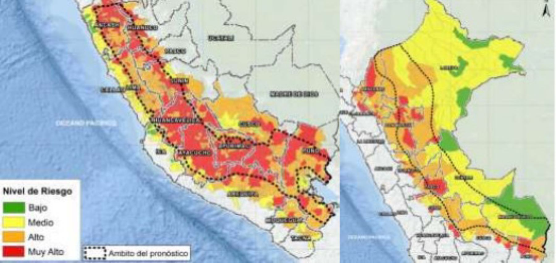 El Cenepred informó que 524 distritos de la Sierra y la Selva presentan riesgo muy alto de afectación por deslizamientos, huaicos u otro tipo de movimientos de masa.