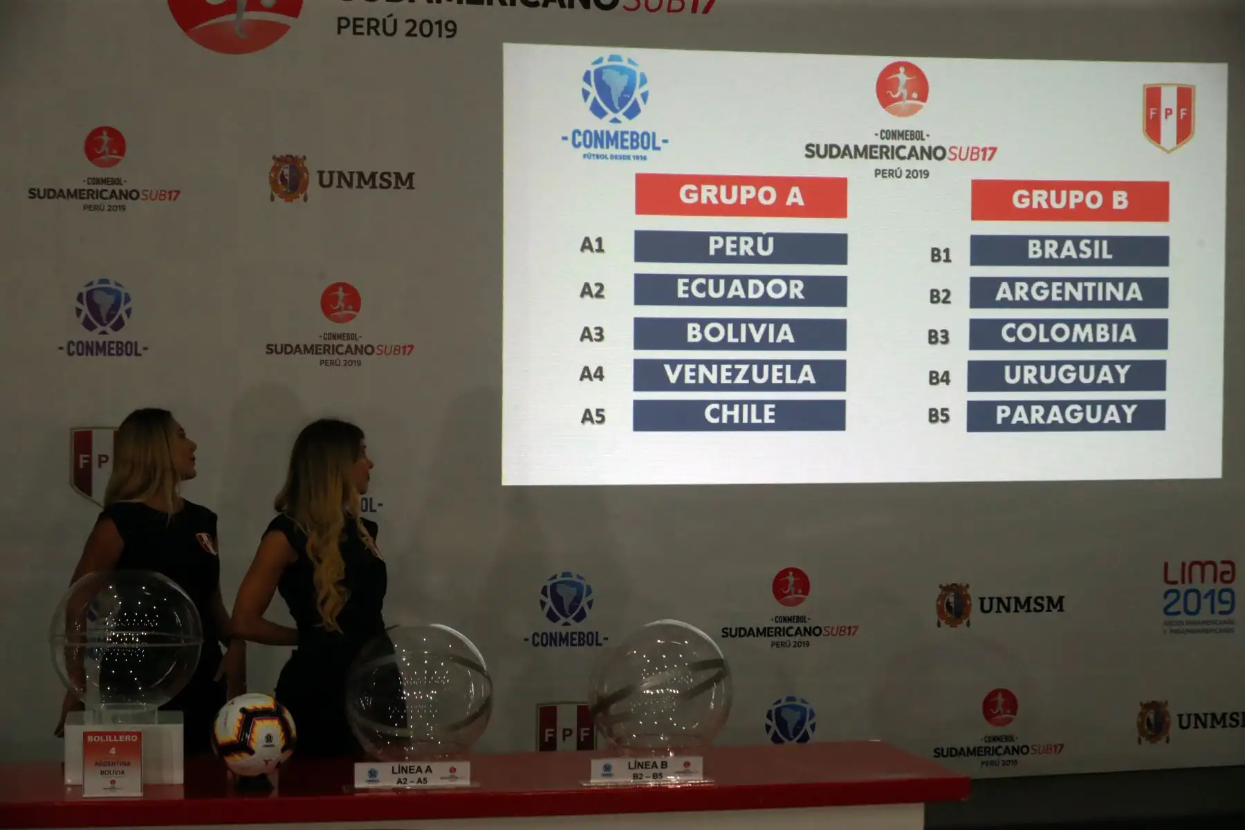 Sorteo del Campeonato Sudamericano Sub 17 -Perú 2019 .Foto: ANDINA/Norman Córdova