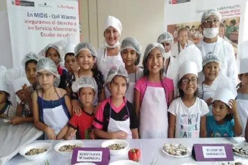 Un grupo de niños miembros del curso vacacional de Minichef realizado por la Municipalidad Provincial El Dorado-Sisa, en la región San Martín, aprendieron a cocinar ricos potajes con vitaminas y minerales para prevenir la anemia en sus colegios  y, además, lo replicarán en sus casas.