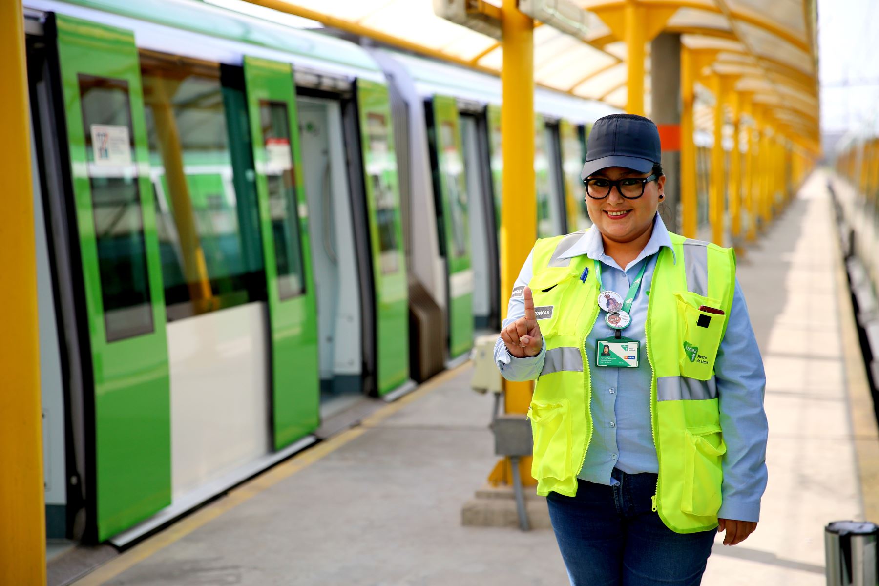 María Ferrel trabaja desde hace siete años como conductora del tren del Metro de Lima. Foto: ANDINA/Luis Iparraguirre