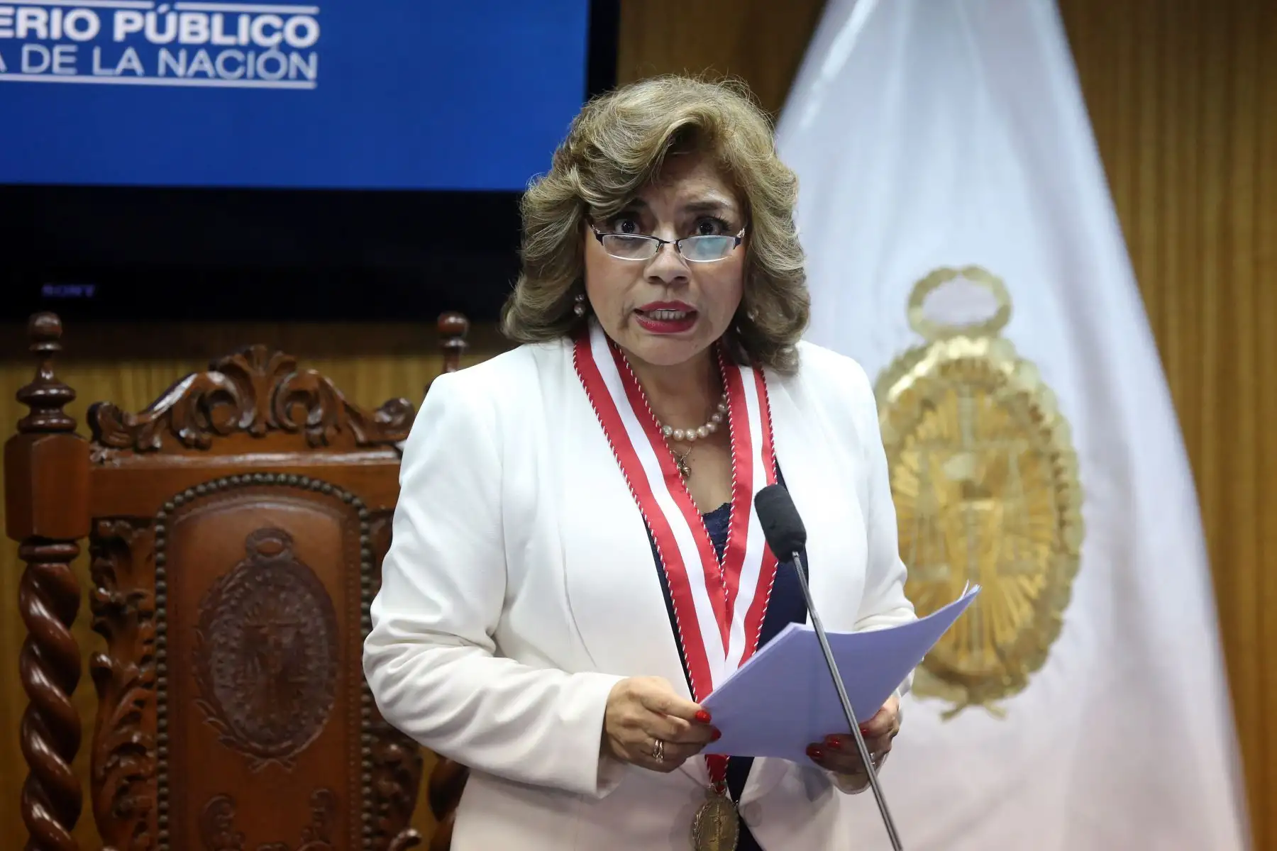 Pronunciamiento de la Fiscal de la Nación Zoraida Avalos Rivera.Foto: ANDINA/Jhony Laurente