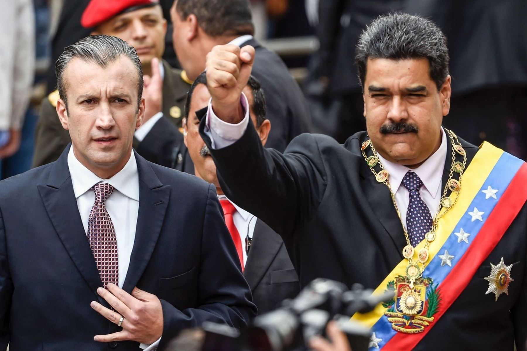 Fotografía de archivo donde se aprecia al presidente venezolano Nicolás Maduro y el entonces vicepresidente Tarek El Aissami. Foto: AFP