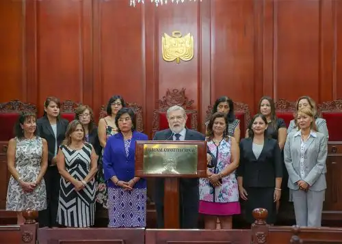 Presidente del Tribunal Constitucional (TC) Ernesto Blume, destaca participación de mujeres en organismo.