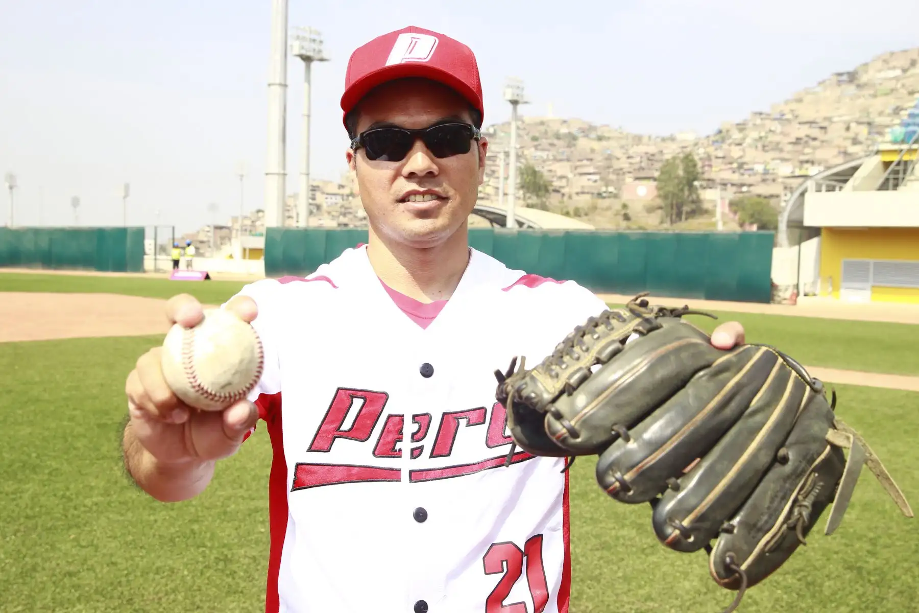 Integrantes de la selección de béisbol aprovecharon la entrega del estadio para llevar a cabo su primer entrenamiento oficial , donde se disputará los Juegos Panamericanos 2019Foto: ANDINA/Eddy Ramos