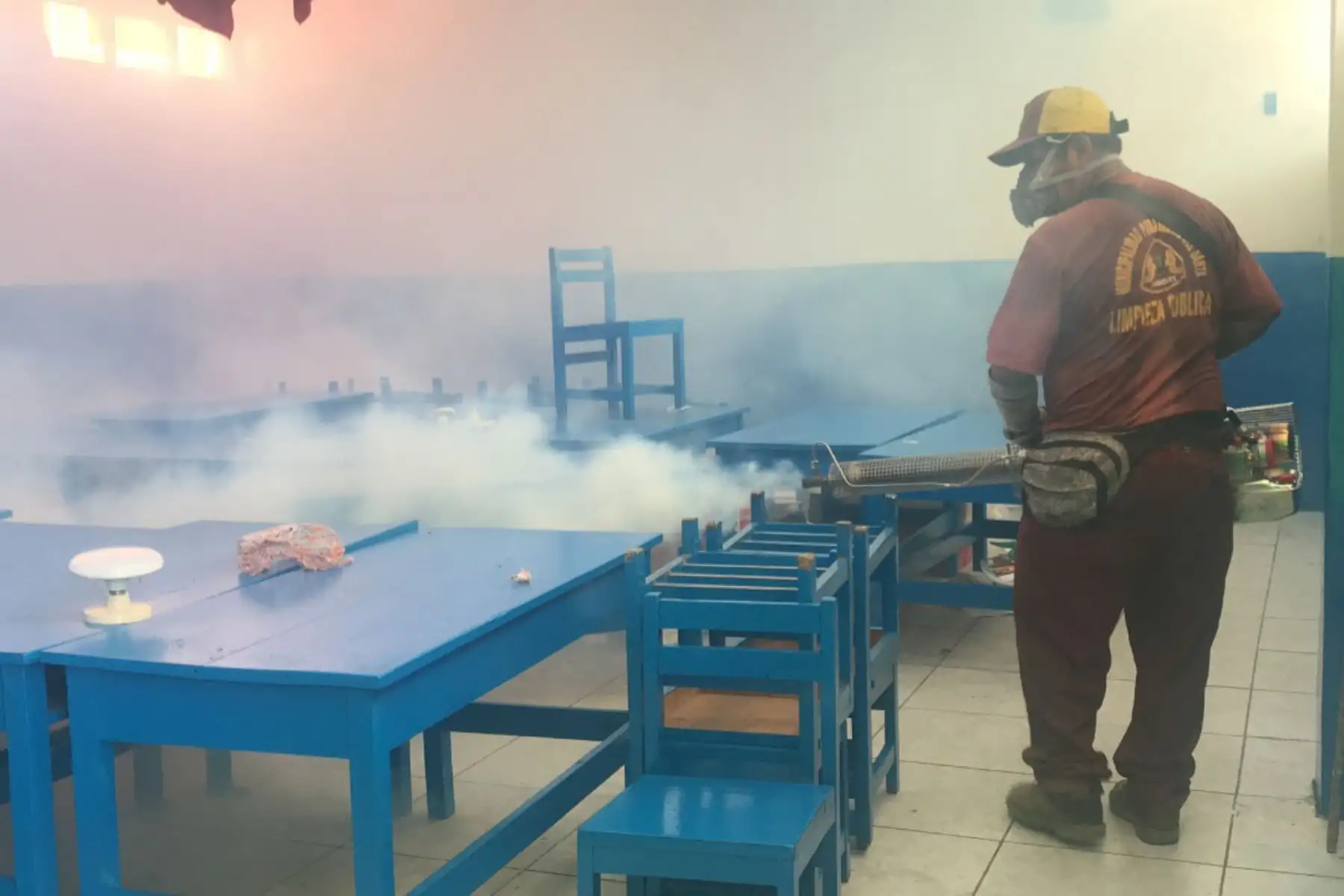 Fumigan colegios de la ciudad de Chimbote para prevenir casos de dengue. ANDINA