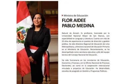 Nueva ministra de Educación, Flor Pablo. Foto:Prensa Presidencia