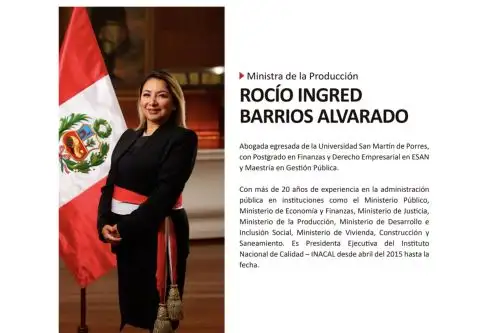 Ministra de la Producción, Rocío Ingred Barrios