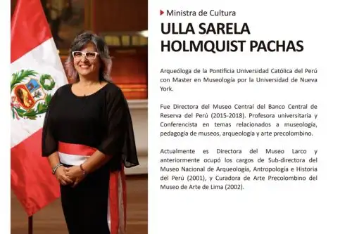 La nueva ministra de Cultura, Ulla Sarela Holmquist Pachas