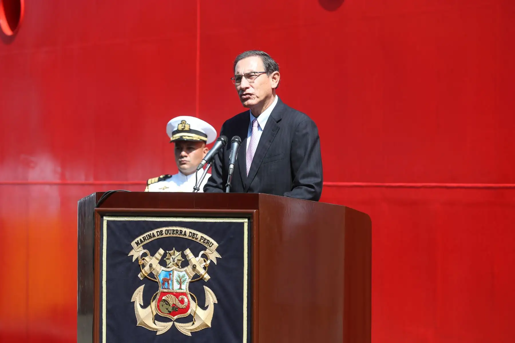 Presidente Vizcarra presidió ceremonia de zarpe del BAP Unión y arribo del BAP Carrasco.
Foto: ANDINA/ MINDEF