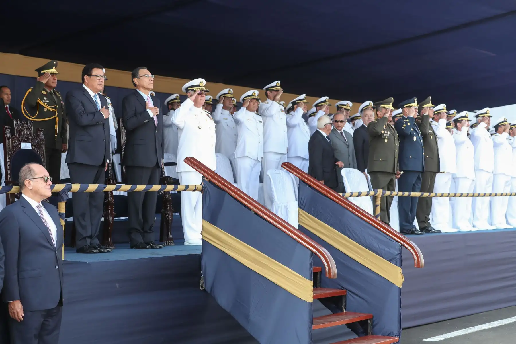 Presidente Vizcarra presidió ceremonia de zarpe del BAP Unión y arribo del BAP Carrasco.
Foto: ANDINA/ MINDEF