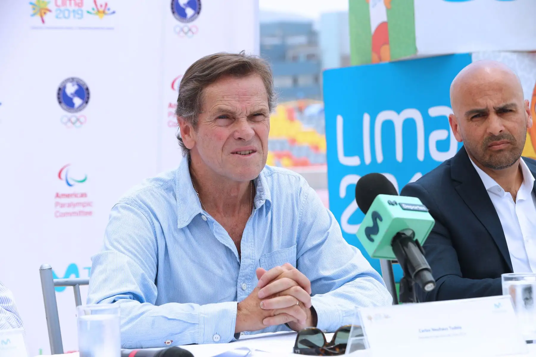 Firma de contrato de sesión de derechos de medios a Movistar, Carlos Neuhaus, Director Ejecutivo de los Panamericanos 2019. Foto:ANDINA/Norman Córdova
