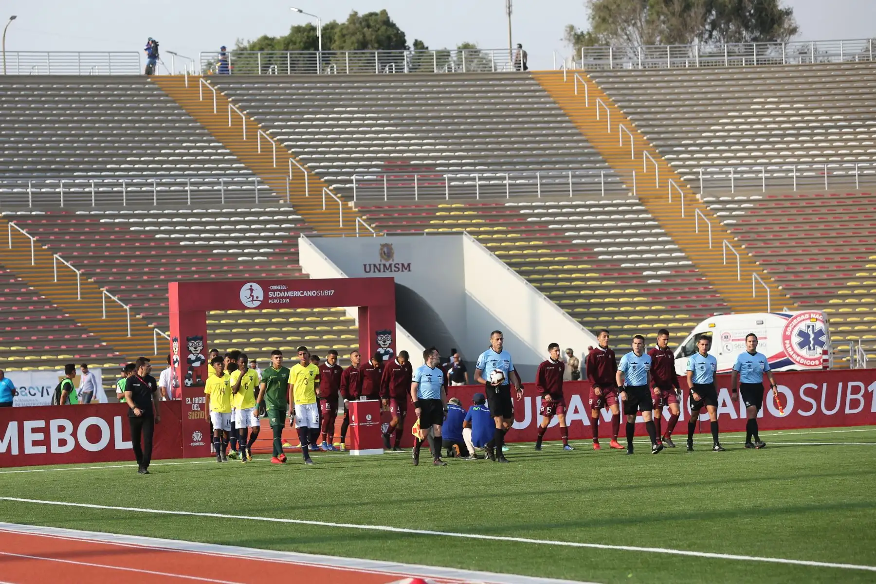 Partido entre Ecuador vs Venezuela, del Grupo A del Campeonato Sudamericano Sub 17, en el estadio de la UNMSM. Foto: ANDINA/ Jhony Laurente