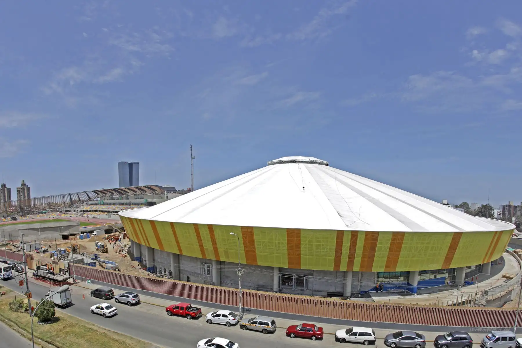 Avance de obras de Lima 2019 en el La Villa Deportiva Nacional (VIDENA), Exterior del Velodromo.FOTO: Andina Difusión